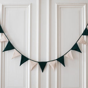 Fabric garland dark green and natural image 5