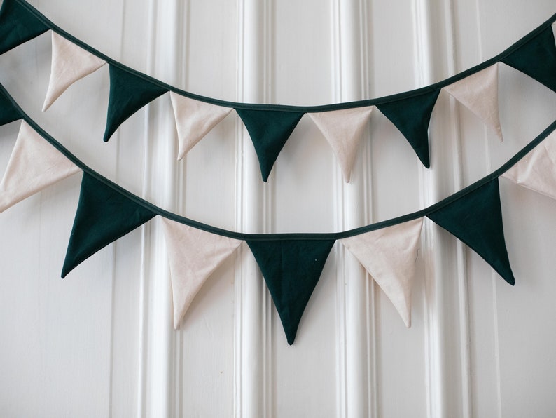 Fabric garland dark green and natural image 7