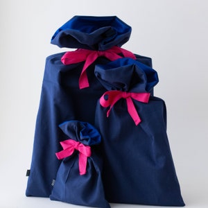 Geschenkbeutel Mattes Dunkelblau und Pink