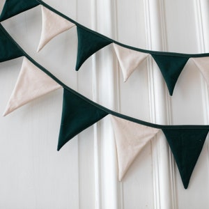 Fabric garland dark green and natural image 1