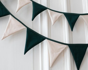 Fabric garland dark green and natural