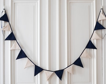 Fabric garland - blue and natural