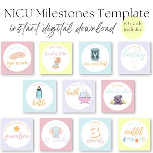NICU Babygirl Milestone Cards | Baby Milestones | New Baby | NICU | HDU | Neonatal Journey | Milestone Cards | Keepsake Milestones | Preemie