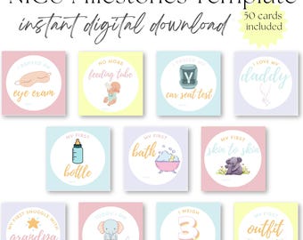 NICU Babygirl Milestone Cards | Baby Milestones | New Baby | NICU | HDU | Neonatal Journey | Milestone Cards | Keepsake Milestones | Preemie