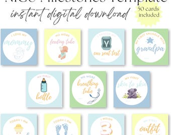 NICU Baby boy Milestone Cards | Baby Milestones | New Baby | NICU | HDU | Neonatal Journey | Milestone Cards | Keepsake Milestones | Preemie