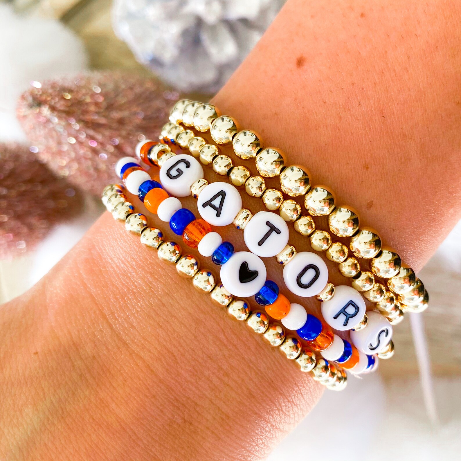 University of Florida Gators Bead Bracelet Set Gators Etsy