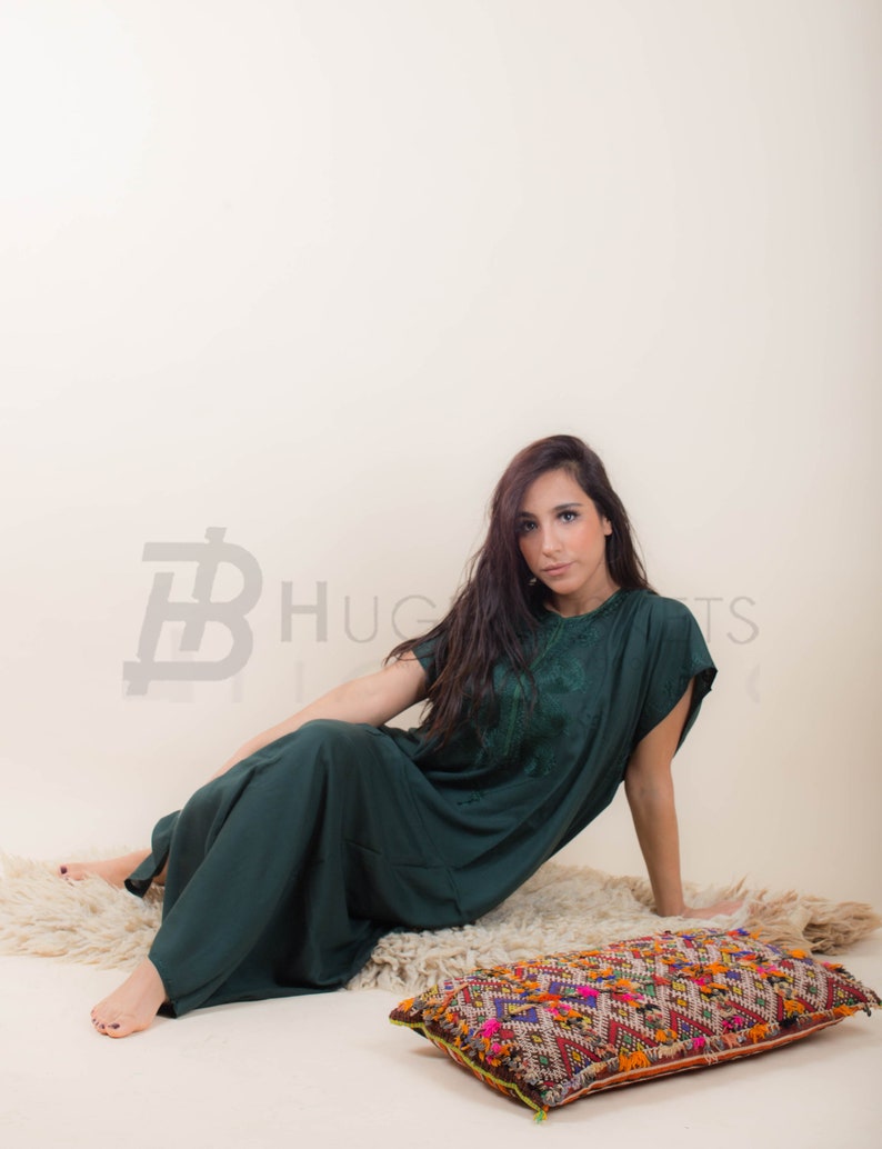 Green Resort Caftan Kaftan Beach cover up kaftan Embroidery Batwing loungewear woman resort wear,loungewear,maxi dress gifts,