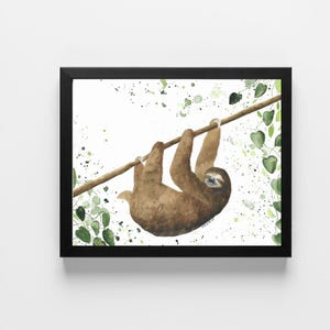 Sloth Splatter Print | Watercolor 8x10 Giclee