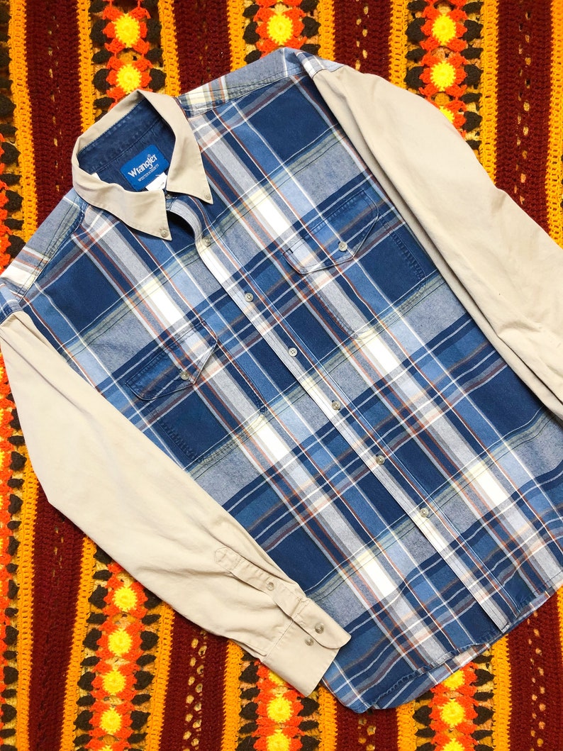 Vintage 90s Wrangler Two Toned Plaid Western Cowboy Shirt