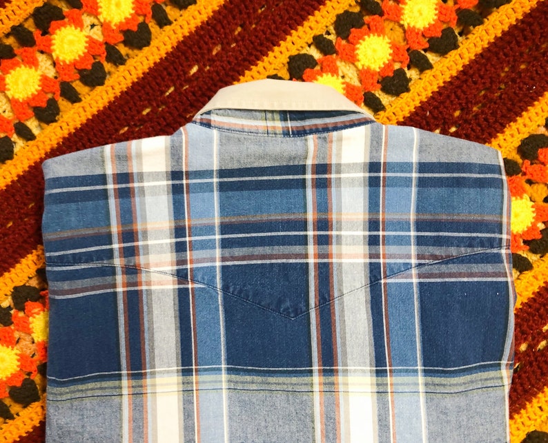 Vintage 90s Wrangler Two Toned Plaid Western Cowboy Shirt