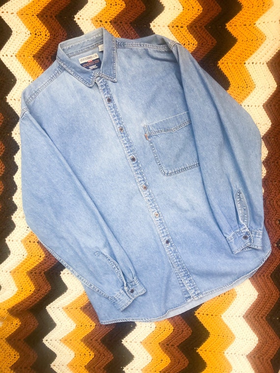 Vintage Orange Tab Levis Denim Shirt 60s 70s