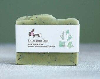 Handmade Bar Soap | Mint Soap  | Body and Face Bar | Self Care Gift | Gift for Her | Artisans Soap |Cold Press |Christmas Soap Gifts