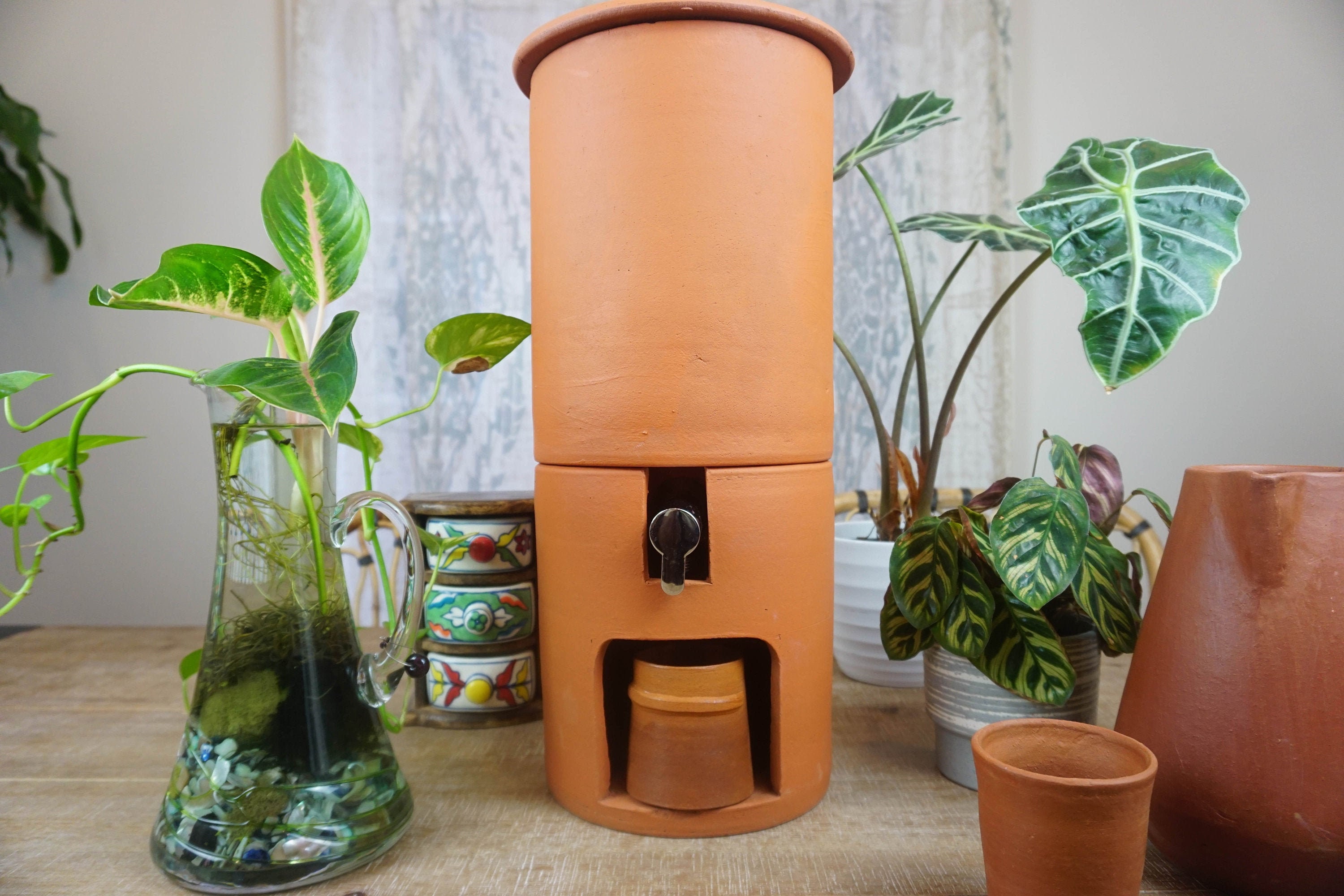 Clay Water Dispenser with Stainless Steel Tap Terracotta Etsy