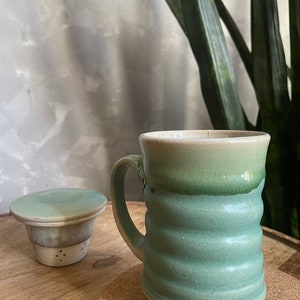 Mugs, Handmade Mugs, Ceramic Tea Infuser Mug, Coffee Cup, Coffee Mug with Saucer, Large Mug for Birthday, Ceramic Handmade Mugs as Gifts image 6
