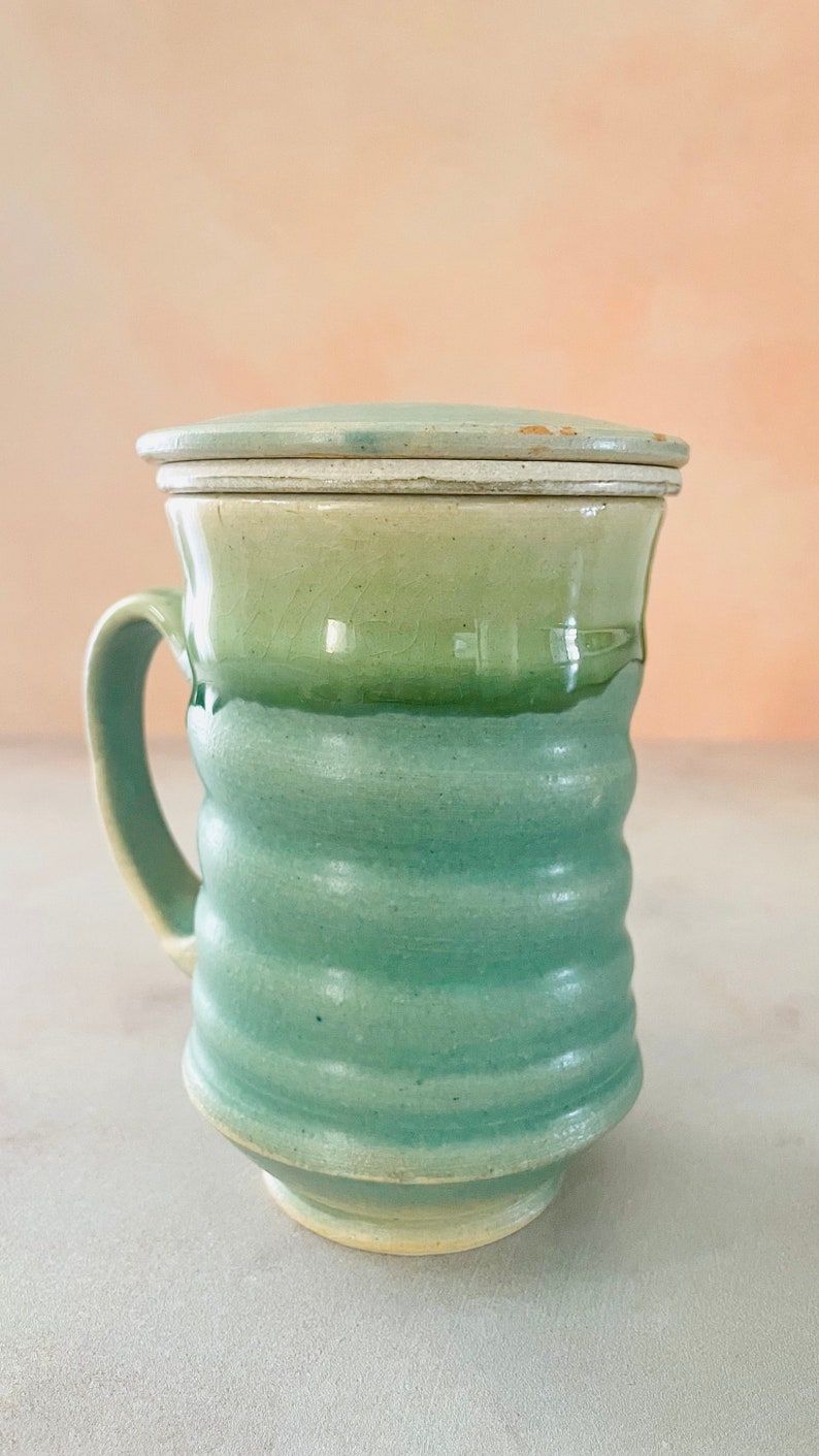 Mugs, Handmade Mugs, Ceramic Tea Infuser Mug, Coffee Cup, Coffee Mug with Saucer, Large Mug for Birthday, Ceramic Handmade Mugs as Gifts image 4