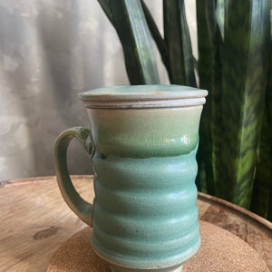 Mugs, Handmade Mugs, Ceramic Tea Infuser Mug, Coffee Cup, Coffee Mug with Saucer, Large Mug for Birthday, Ceramic Handmade Mugs as Gifts image 5