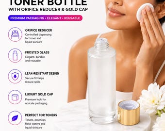 New 120ml Luxury Frosted Glass Cosmetic Bottle with Orifice Reducer+ Stoper + Gold Cap