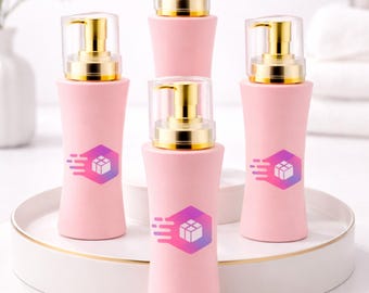 Pink PETG Lotion Bottle | Refillable Gold Pump Cosmetic Container