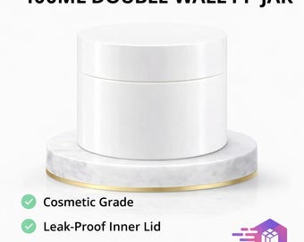 100ml Double Wall PP Cosmetic Jar with Inner Lid & White Cap |