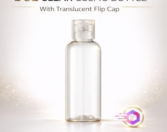 2 oz Clear Cosmo Bottle Translucent Flip Cap – Travel Size Toner, Serum, Cleanser Container