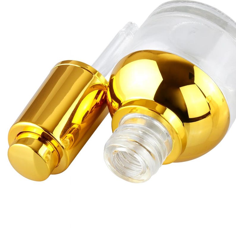 New Luxury Gold Press Pump Serum Bottle – 20ml/30ml Refillable Glass Bottle. image 2