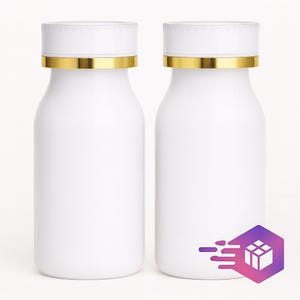 Luxury White PETG Plastic Bottle with Child Resistant Gold Band Cap 130ml & 160ml