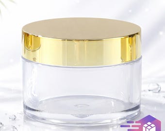 Luxury Clear 4OZ PETG Cosmetic Jar with Gold Screw Lid & White Inner Lid