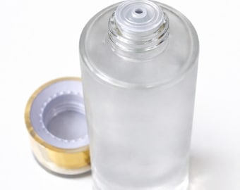 New 120ml Luxury Frosted Glass Cosmetic Bottle with Orifice Reducer+ Stoper + Gold Cap