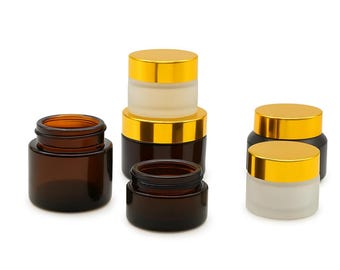 2oz Glass Cream Jar, Gold Lid DIY Skincare Containers (Bulk)
