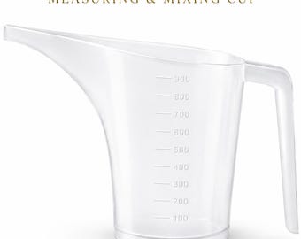 1000ml Measuring Pitcher & Mixing Cup – Translucent Long Spout Pouring (Reuseable)