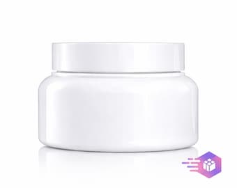 4oz White PET Cosmetic Jar with Lid & Inner Seal | Luxury Glossy White Plastic Container for Creams, Body Butter Sugar Scrubs