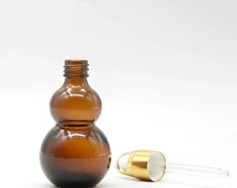 New Empty Luxury Amber Bottle/ Metalized Gold Dropper 30/50 Grams