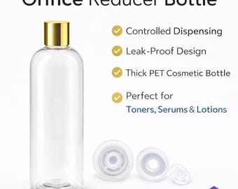 New 4OZ Clear PET Bottle with Gold Screw Cap+ Orifice Reducer + Stopper