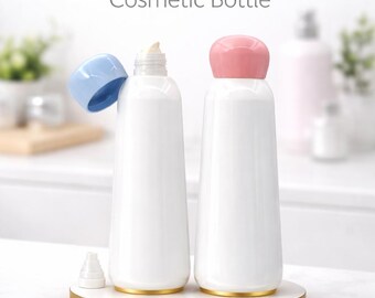 16 oz White Cosmetic Bottle with Orifice Reducer – Pink or Blue Cap