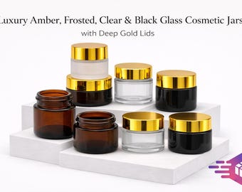 4oz Glass Cream Jar, Gold Lid, Refillable Skincare (Bulk)