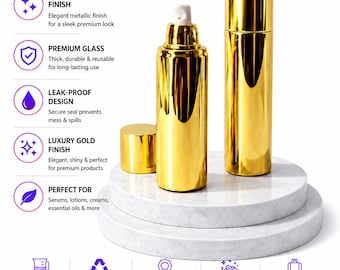 100ml Gold Glass Pump Bottle – Luxury Serum/Lotion Container