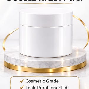 200ml White Double Wall Polypropylene Jar with Inner Lid & Screw Cap | Cosmetic Cream Container