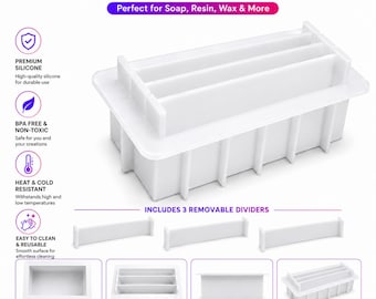 Silicone Soap Mold with Removable Dividers – 3 Divider Loaf Mold