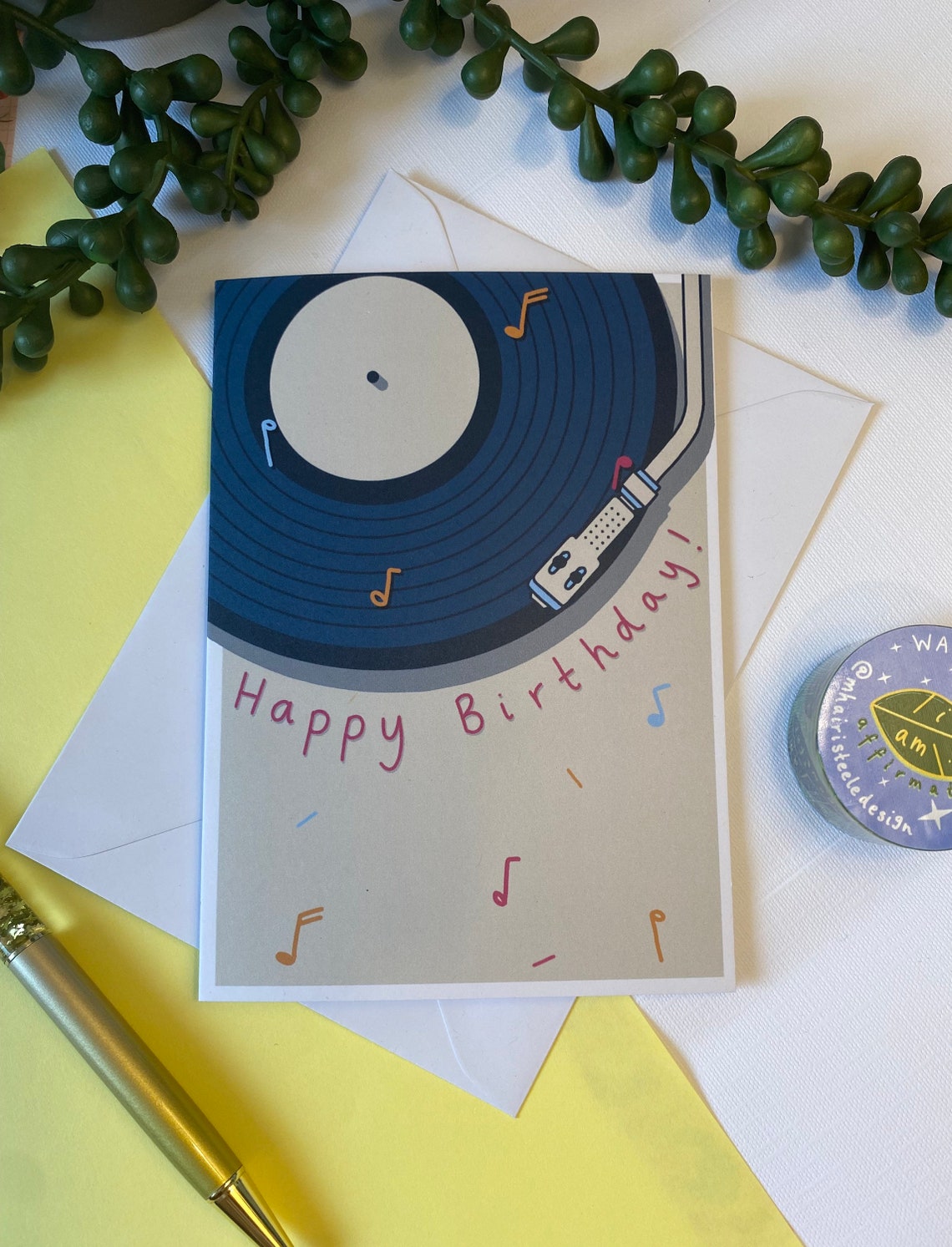 Happy Birthday Greetings Card Vinyl Record Music Etsy