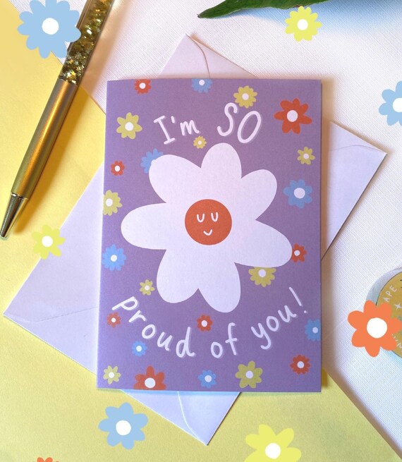 Im So Proud Of You Greetings Card Purple Flowers Daisies | Etsy