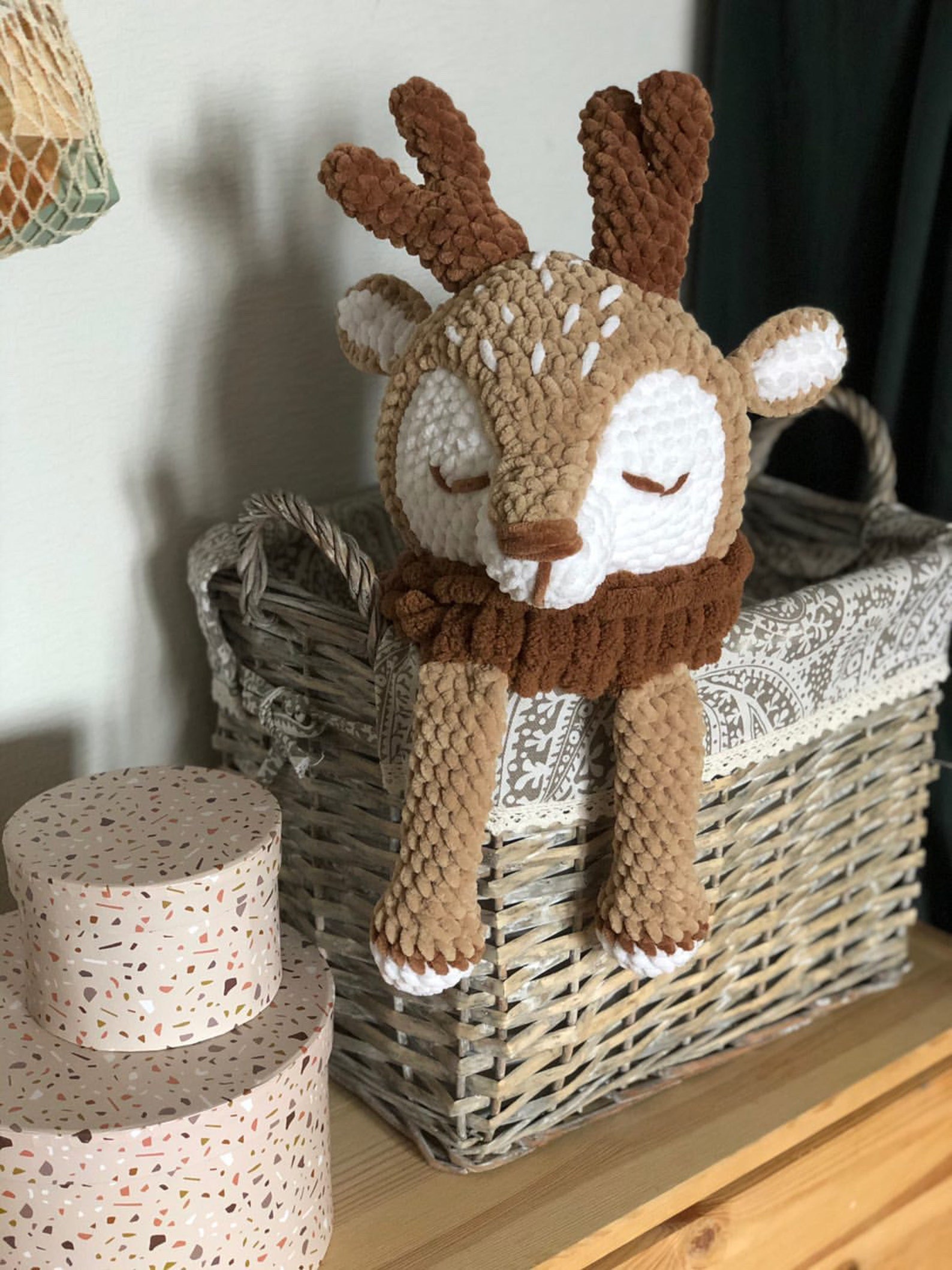 Crochet Stuffed Deer Pajama Holder Plush Pajama Bag Softie Etsy