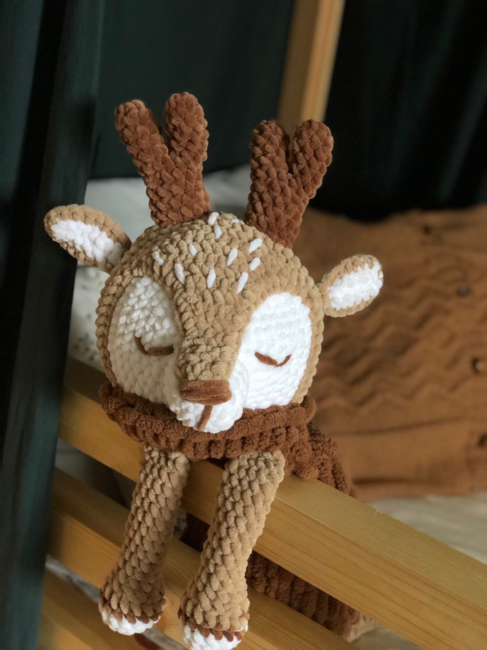 Crochet stuffed deer pajama holder plush pajama bag softie Etsy