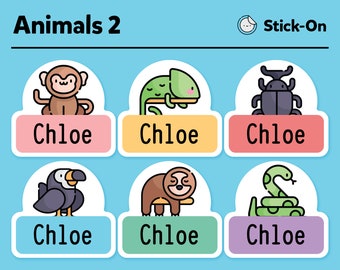 Dishwasher Safe Labels - Cute Daycare Labels - Cute Waterproof Labels - Cute Kids Name Labels - Animal Pack #2 - Set of 48