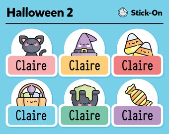 Cute Dishwasher Safe Labels - Cute Daycare Labels - Cute Waterproof Labels - Cute Kids Name Labels - Halloween Pack #2 - Set of 48