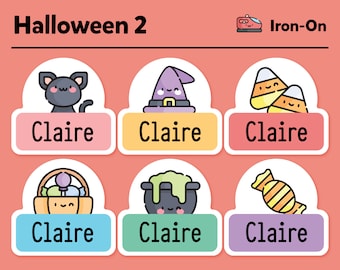 Bügeletiketten - Bügeletiketten für Kleidung - Stoffetiketten - Kinderetiketten - Kinderetiketten - Halloween Pack #2 - 48 Stück