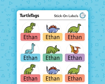 Waterproof Name Labels - Name Stickers - Personalized Daycare Labels - Personalized Name Tags - School Supply Labels - Dinosaur Theme