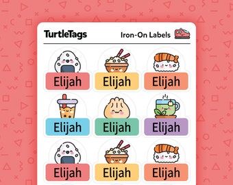 Iron-on Fabric Labels - Iron on Clothing Labels - Kids Clothing Labels - Custom Clothing Labels - Laundry Safe Labels - Asian Kawaii Theme