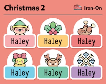 Iron On Labels - Iron On Clothing Labels - Fabric Labels - Clothing Labels - Daycare Labels - Name Label - Christmas Pack #2 - Set of 48