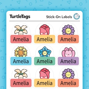 Etiquetas para guarderías - Etiquetas aptas para lavavajillas - Etiquetas personalizadas con nombre para guarderías - Etiquetas para útiles escolares - Etiquetas para biberones - Etiquetas con temática floral