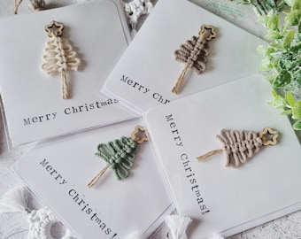 Macrame Christmas Tree Card, Keepsake Ornament, Boho Scandi